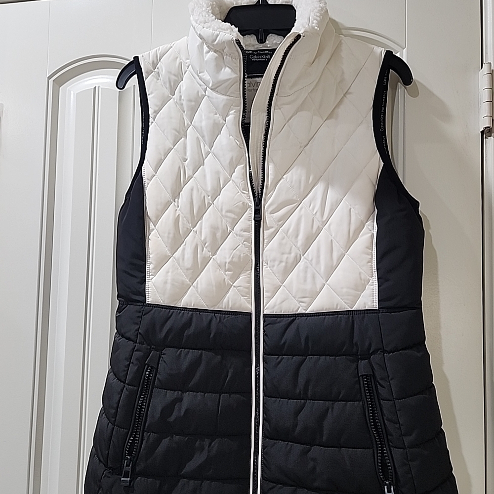 Calvin Klein Black and White Quilted Vest